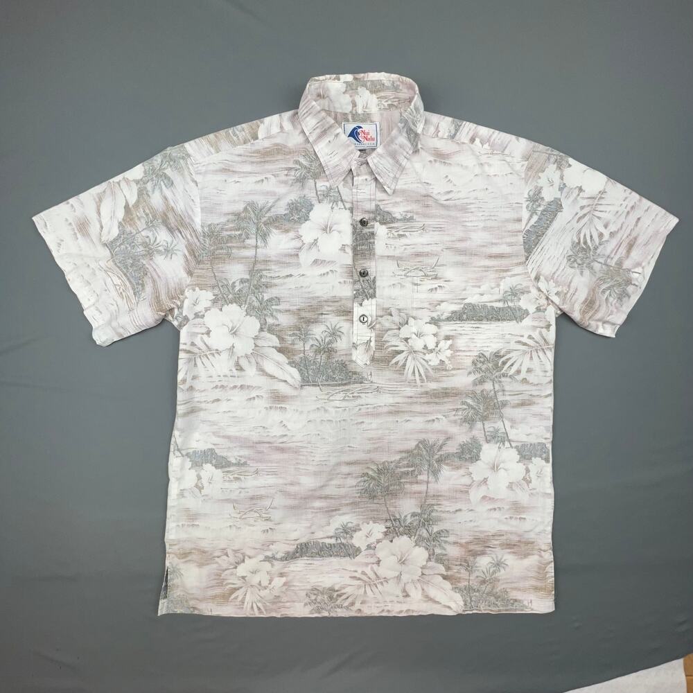 Nui Nalu Hawaiian Shirt Mens Large Made in Hawaii USA Vintage Pullover Aloha